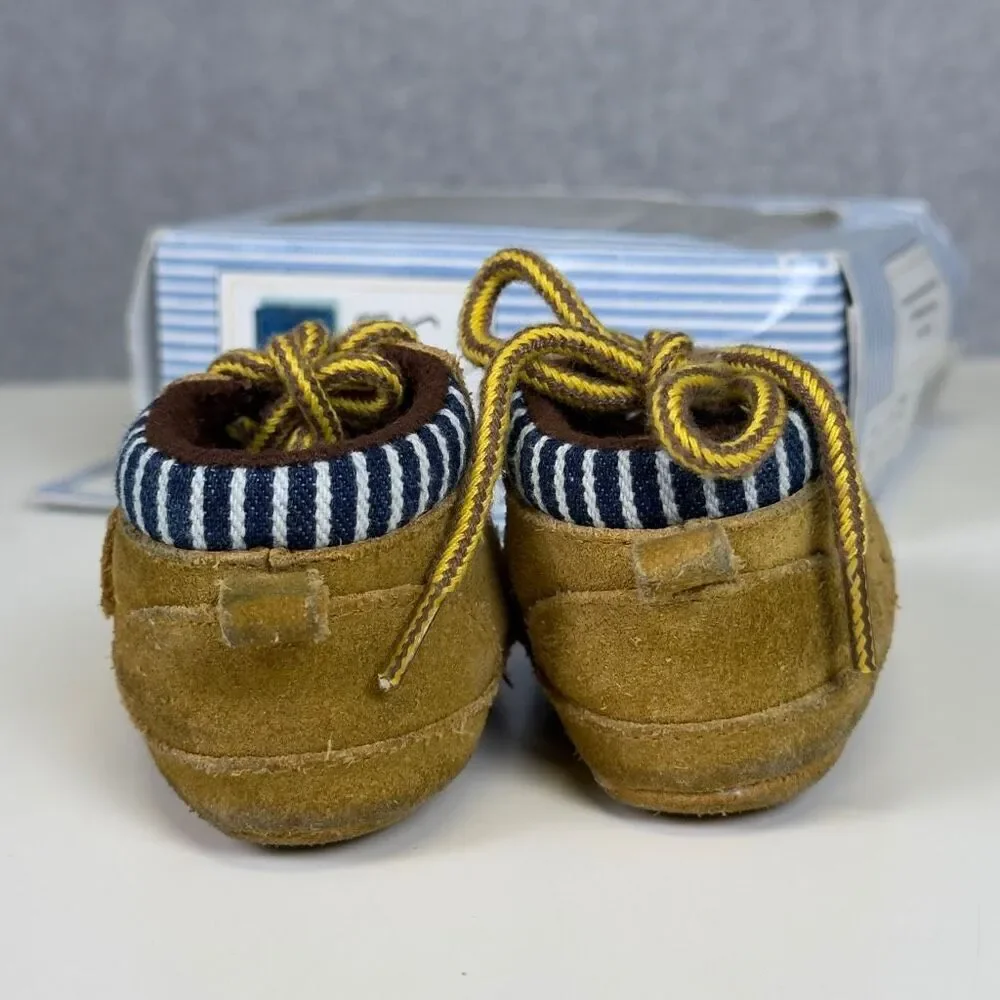Vintage 1999 Osh Kosh Infant Newborn Size 1 Chamois Brown Booties Boots Laced Up